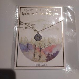 NEW Silvertone compass necklace